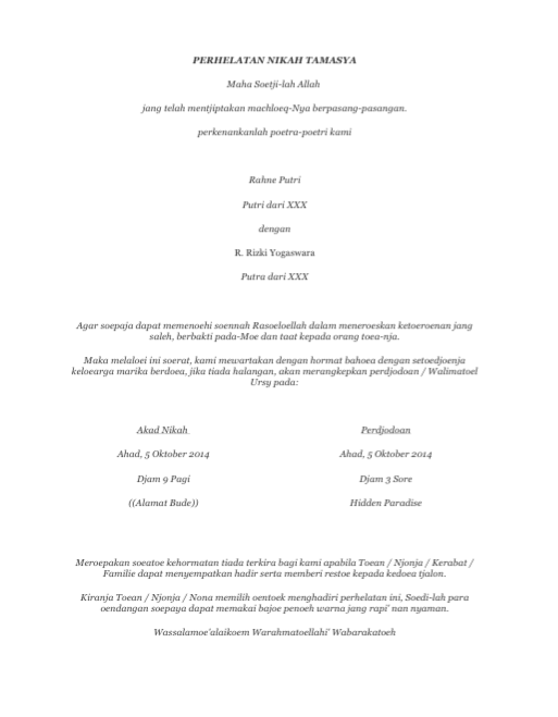 Copy Undangan dengan ejaan Van Ophuijman